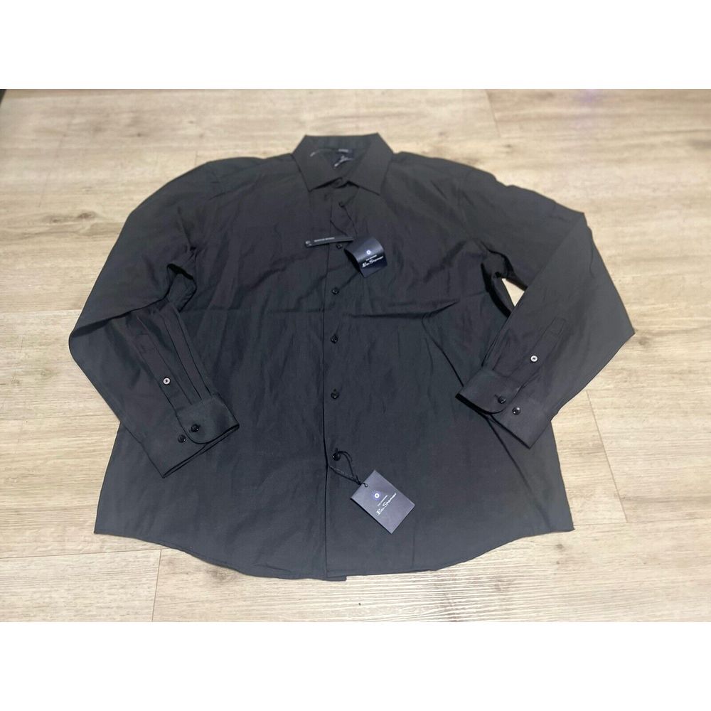 Ben Sherman Dress Shirt Mens‎ XL Button Up Black Slim Fir NWT Punk Oi! Skinhead